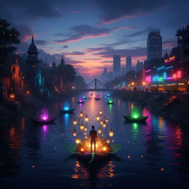 Lanterns of the Ghats - Jabali AI Poster