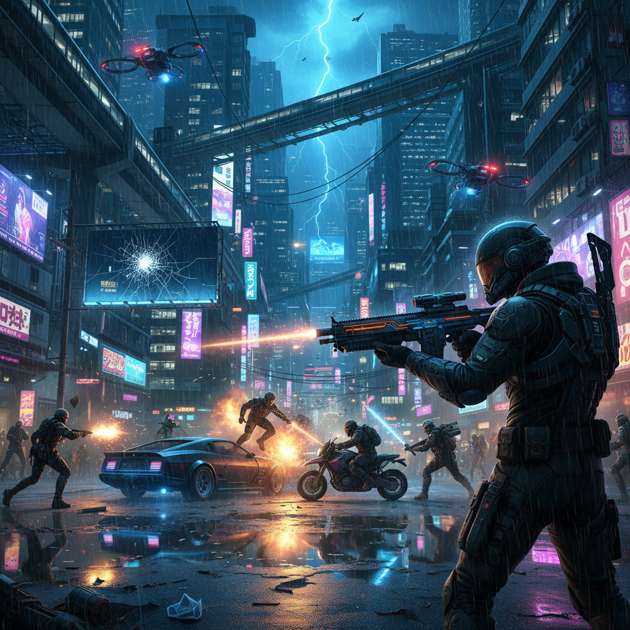Neon City Survival - Jabali AI Poster