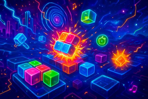 Neon Cube Clash - Jabali AI Poster