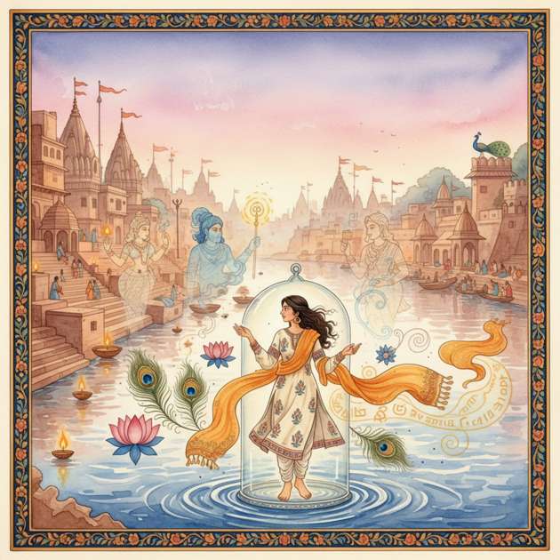 River of Saffron Blessings - Jabali AI Poster