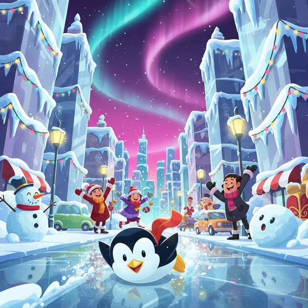 Snowy City Slide - Jabali AI Poster