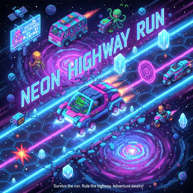 Neon Highway Run - Jabali AI Poster