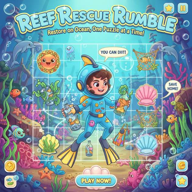 Reef Rescue Rumble - Grid-Based Puzzle by Jabali AI