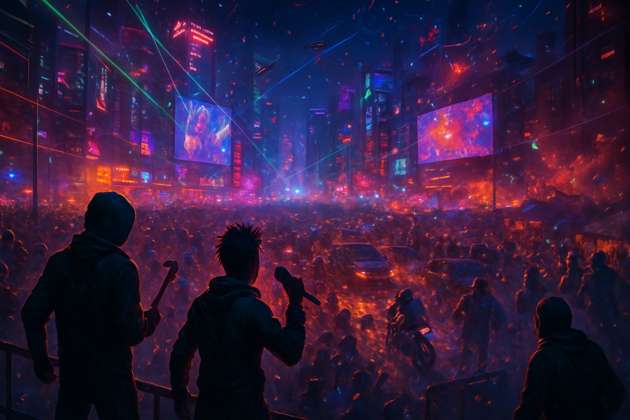 Neon Riot City - Jabali AI Poster