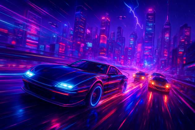 Neon Skyline Rivals - Jabali AI Poster