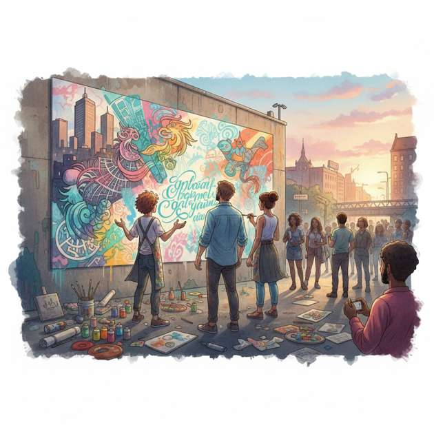 Berlin, Brushstrokes Between Us - Jabali AI Poster