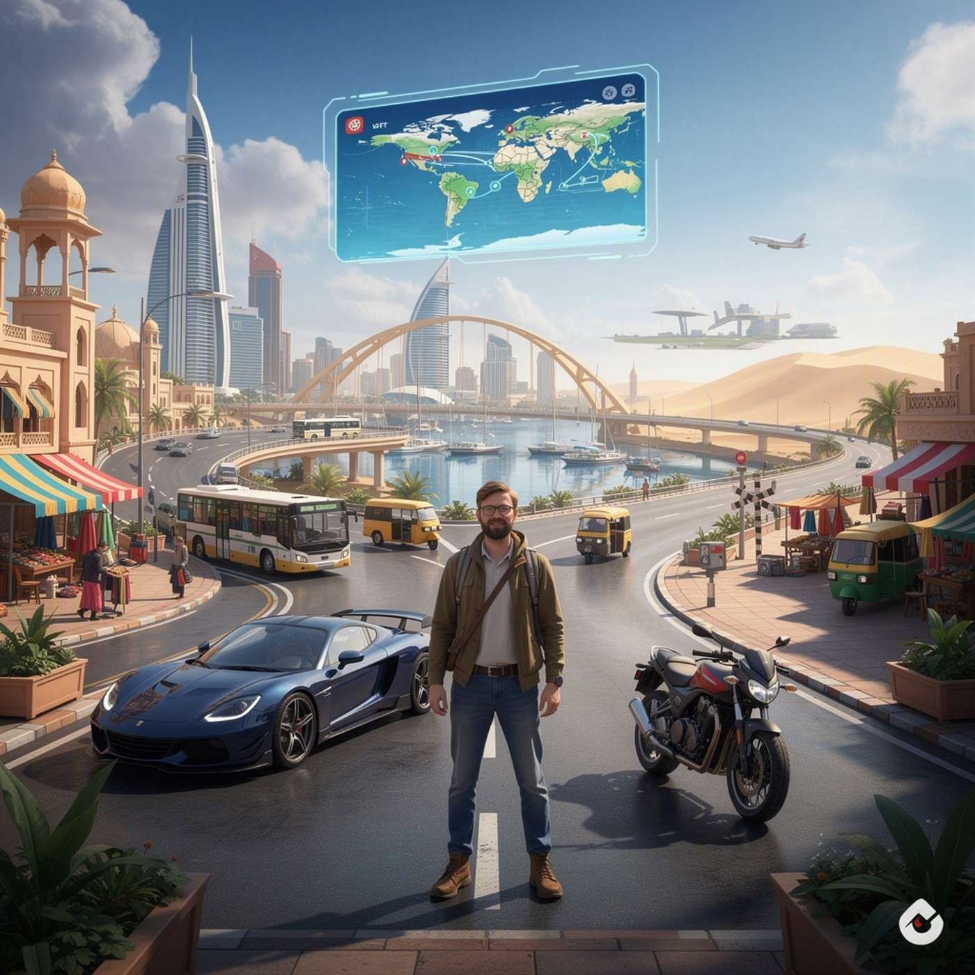 Roads from India to Dubai game artwork