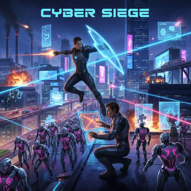 Neon City Defiance - Jabali AI Poster