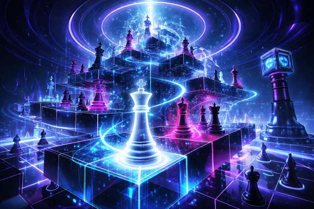 Neon 4D Checkmate - Jabali AI Poster