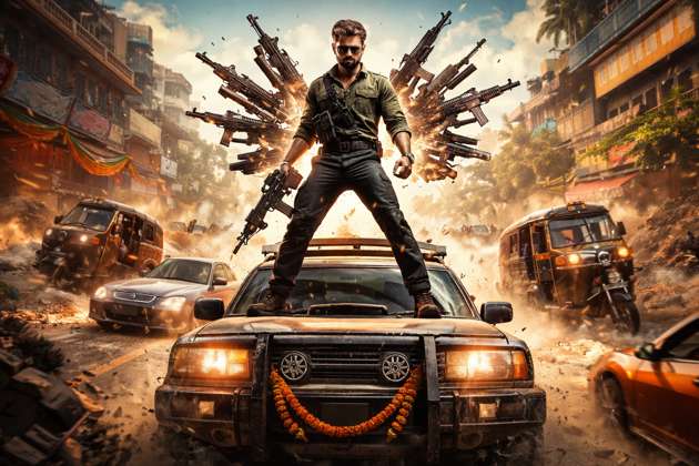 Indian Gun Car Mayhem - Jabali AI Poster