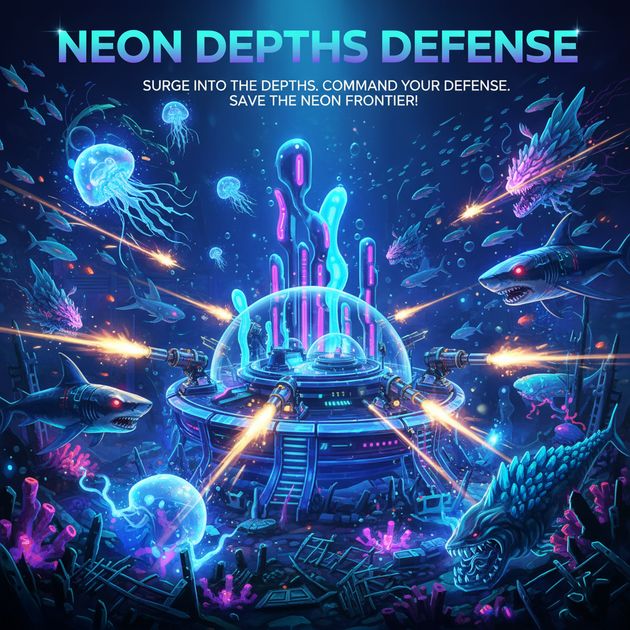 Neon Depths Defense - Jabali AI Poster