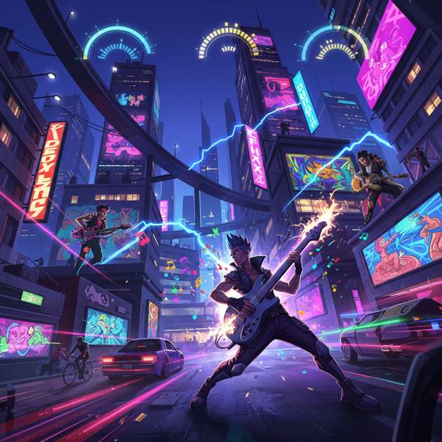 Neon City Riff - Jabali AI Poster