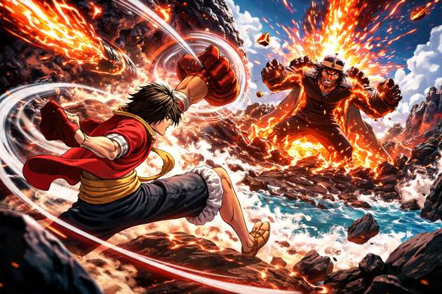 Luffy vs Akainu Lava Clash - Jabali AI Poster