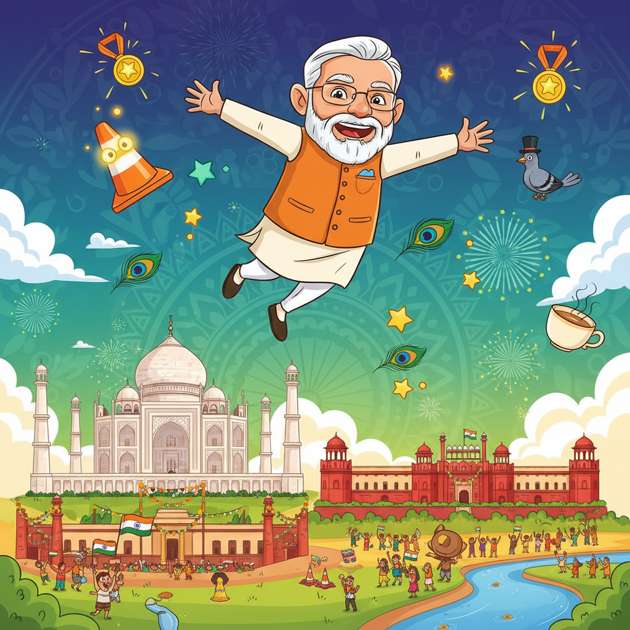 Modi Ji Landmark Dash - Jabali AI Poster
