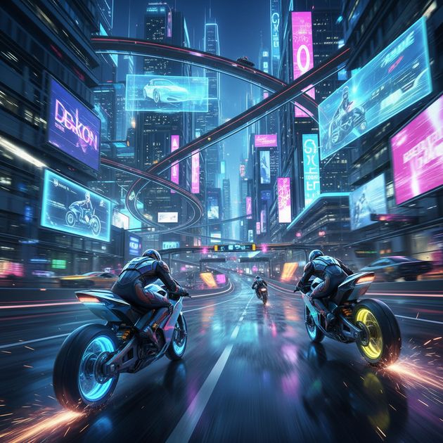 Neon Velocity: Bike Rivals - Jabali AI Poster