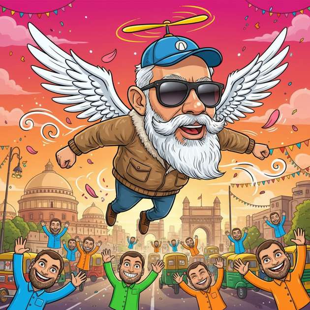 SkyIndian city skylines as Modi—complete with his charismatic flair ...