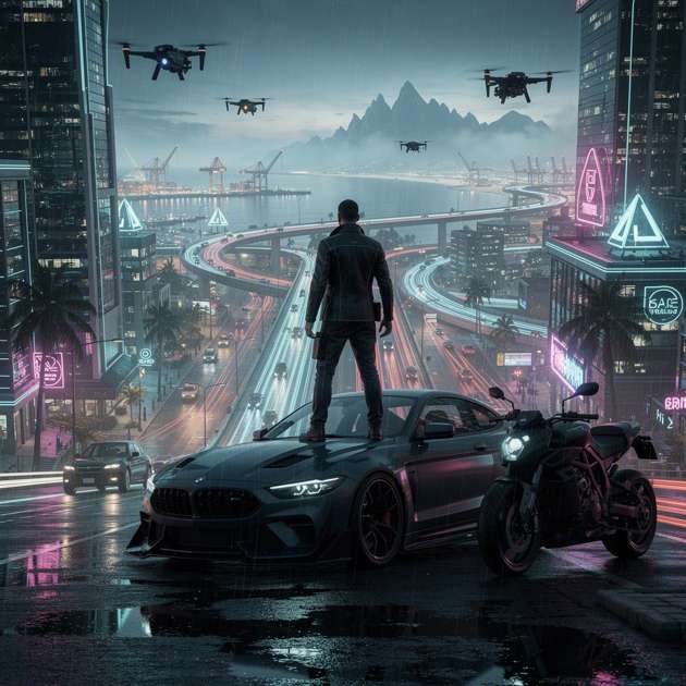 NEON CITY: RISE - Jabali AI Poster