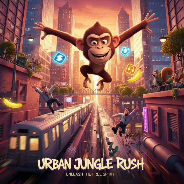 Urban Monkey Dash - Jabali AI Poster