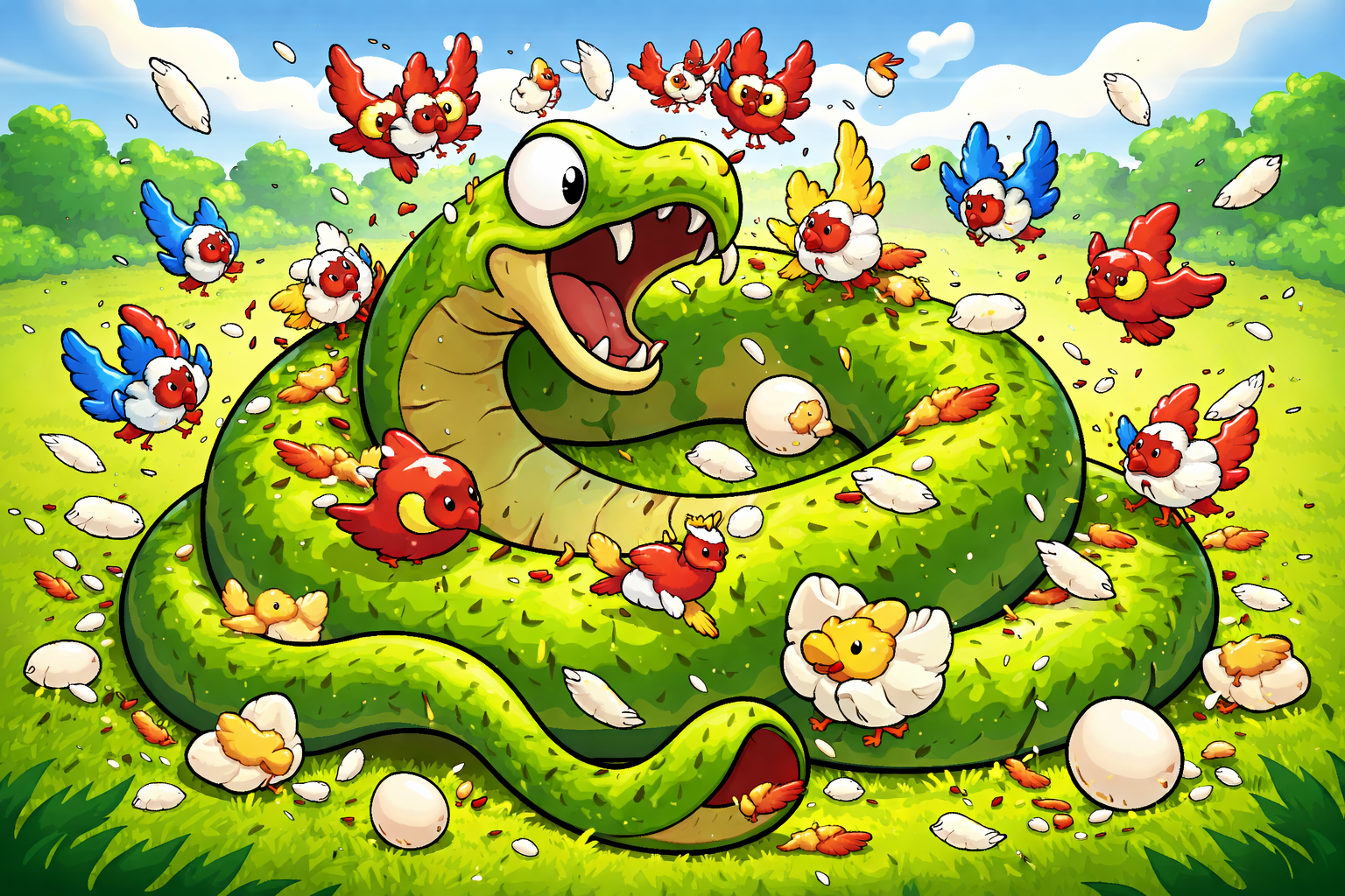 Snake Eats 100 Birds - Instant game by Jabali AI