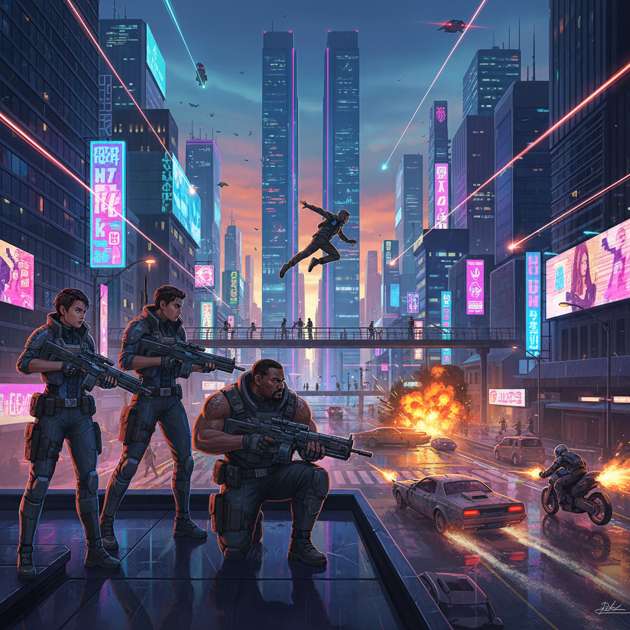 Neon City Survival - Jabali AI Poster