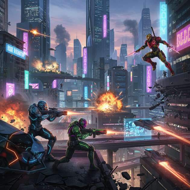 Neon City Showdown - Jabali AI Poster