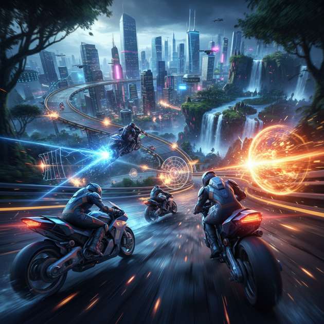 Velocity Clash: Neon Riders - Jabali AI Poster
