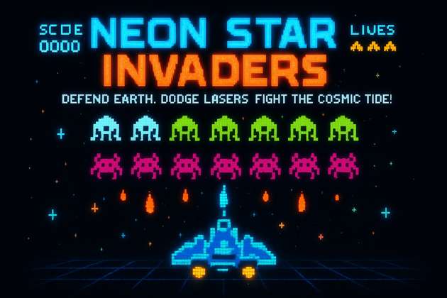 Neon Star Invaders - Jabali AI Poster