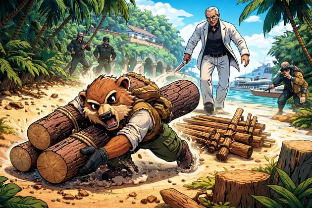 Castor Fugitivo: Escape de la Isla - Jabali AI Poster