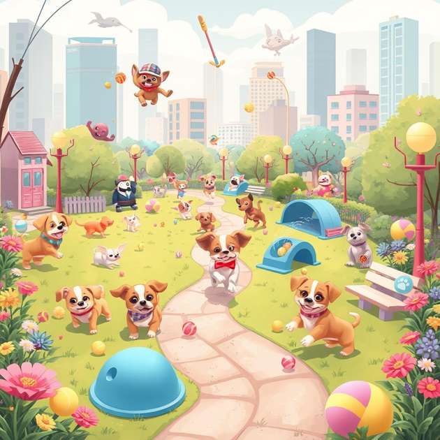 Puppy Park Pandemonium - Jabali AI Poster