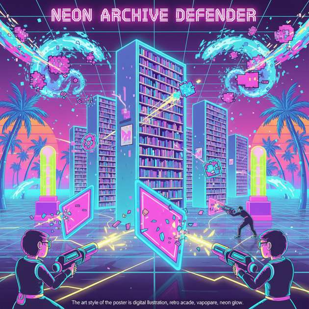 Neon Archive Defender - Jabali AI Poster