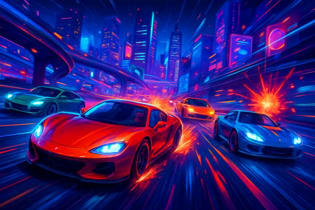 Neon Rush: Turbo Showdown - Jabali AI Poster