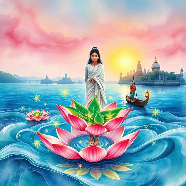 River of Tulsi Light - Jabali AI Poster