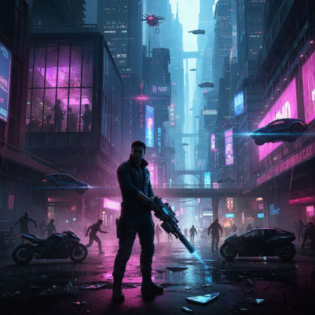 Neon City Divide - Jabali AI Poster