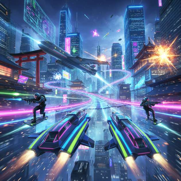 Neon Ascend: Sky Combat Racing - Jabali AI Poster