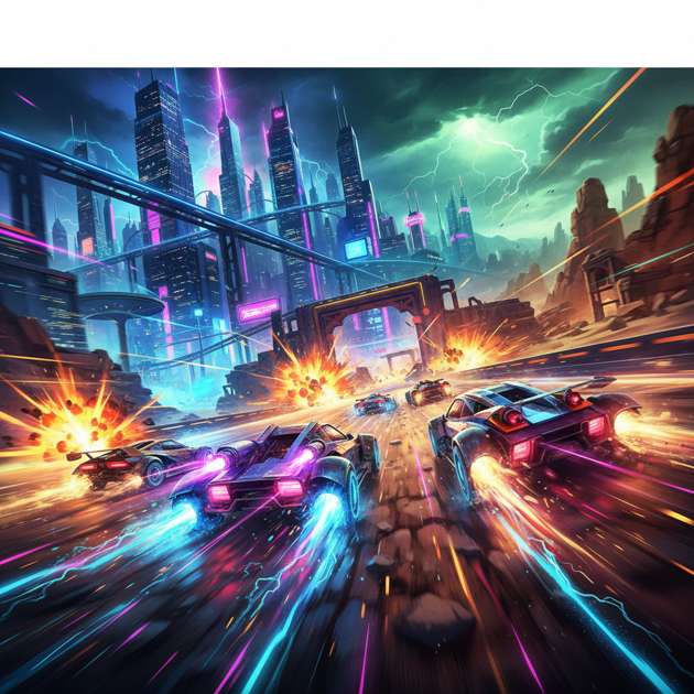 Neon Havoc Rush - Jabali AI Poster