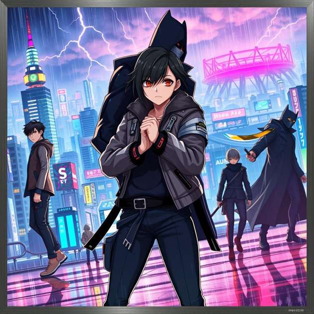 Steel and Rain: Neo-Tokyo Ascendant - Jabali AI Poster