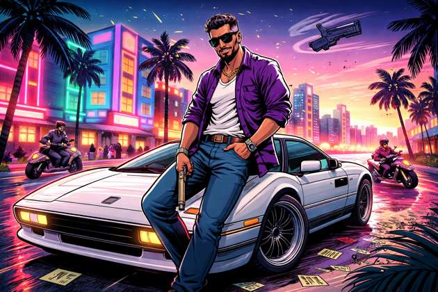 Vice Rush City - Jabali AI Poster
