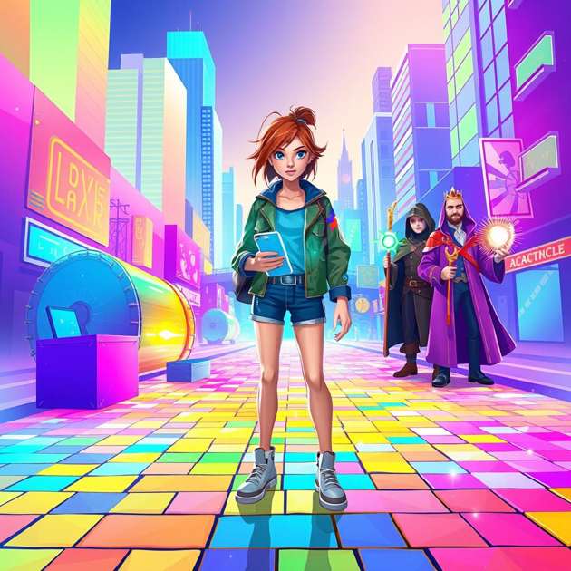 City of Chromatic Paths - Jabali AI Poster