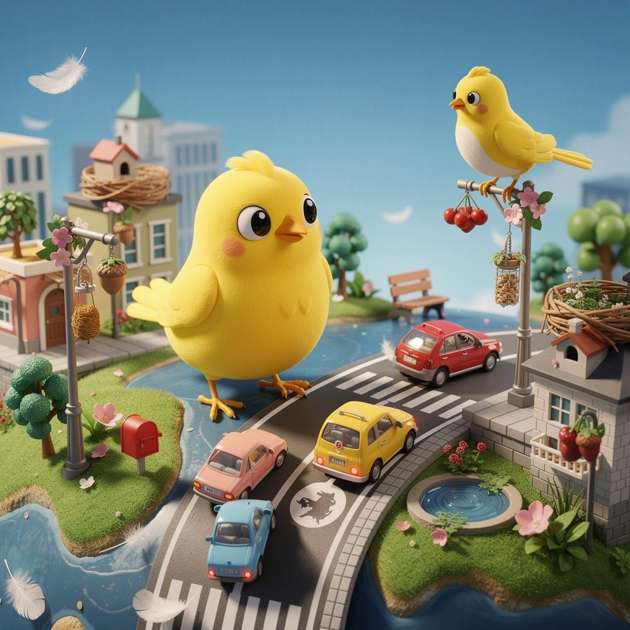 Yellow Bird City Life - Jabali AI Poster