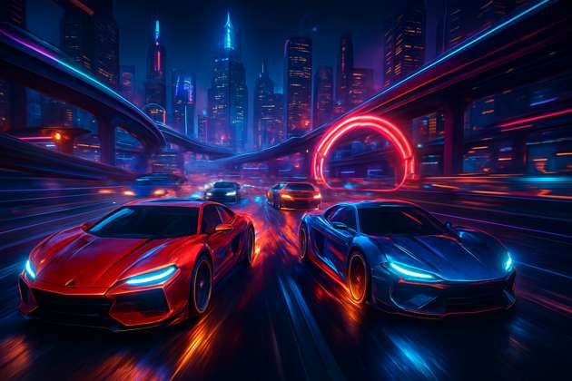 Neon Rivals: Skyline Showdown - Jabali AI Poster