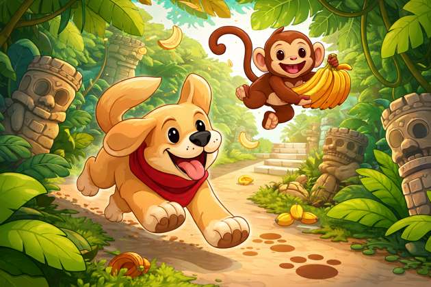 Monkey Dash Dog Chase - Jabali AI Poster