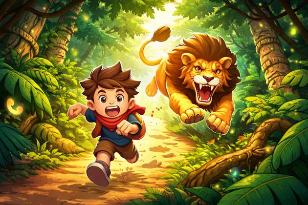 Lion Chase Run - Jabali AI Poster