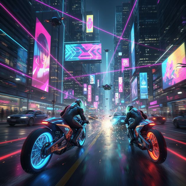 Neon Velocity: Bike Wars - Jabali AI Poster