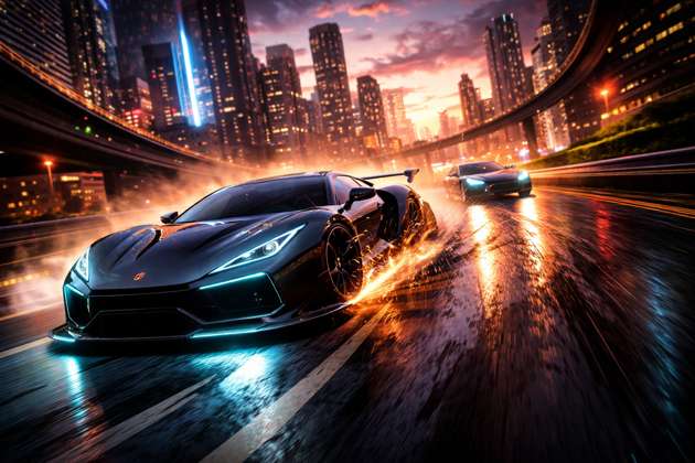 Neon Drift Rush - Jabali AI Poster