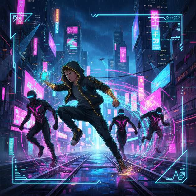 Neon Rush: Escape the Grid - Jabali AI Poster
