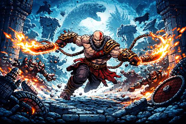 God of War Pixel Rampage - Jabali AI Poster