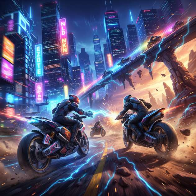 Neon Clash: Moto Rivals - Jabali AI Poster
