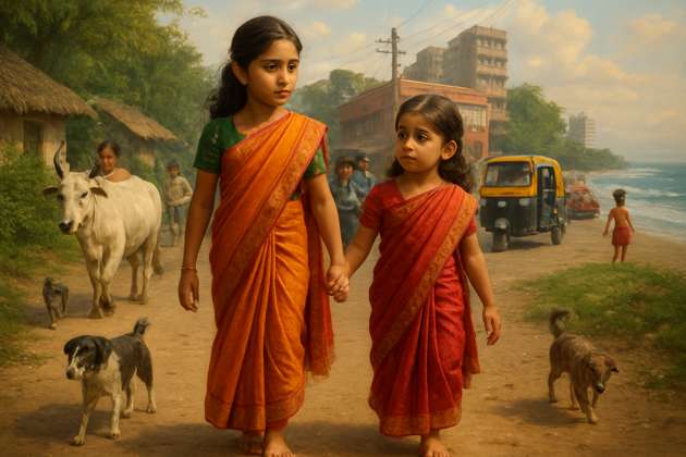 Sisters of Sunlit Streets - Jabali AI Poster