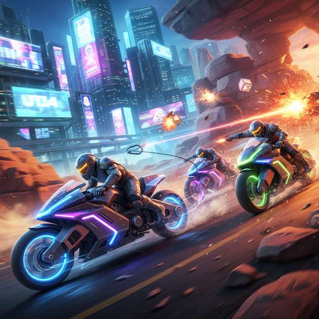 Neon Riders: Battle Rush - Jabali AI Poster