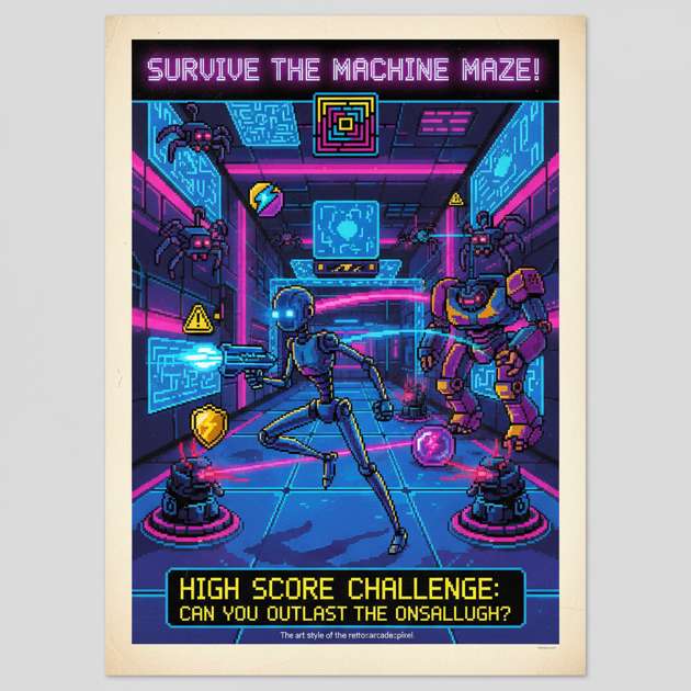 Neon Bot Rampage - Maze Shooter Arcade by Jabali AI
